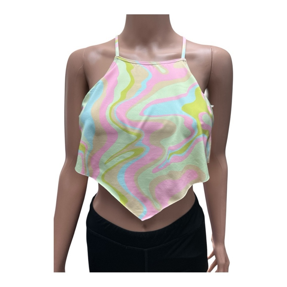 Roxy - NWT - Yellow and Pink Swim Top with Asymmetrical Hem